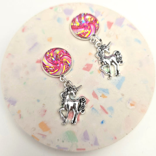 Bright Pink Unicorn Charm Dangly