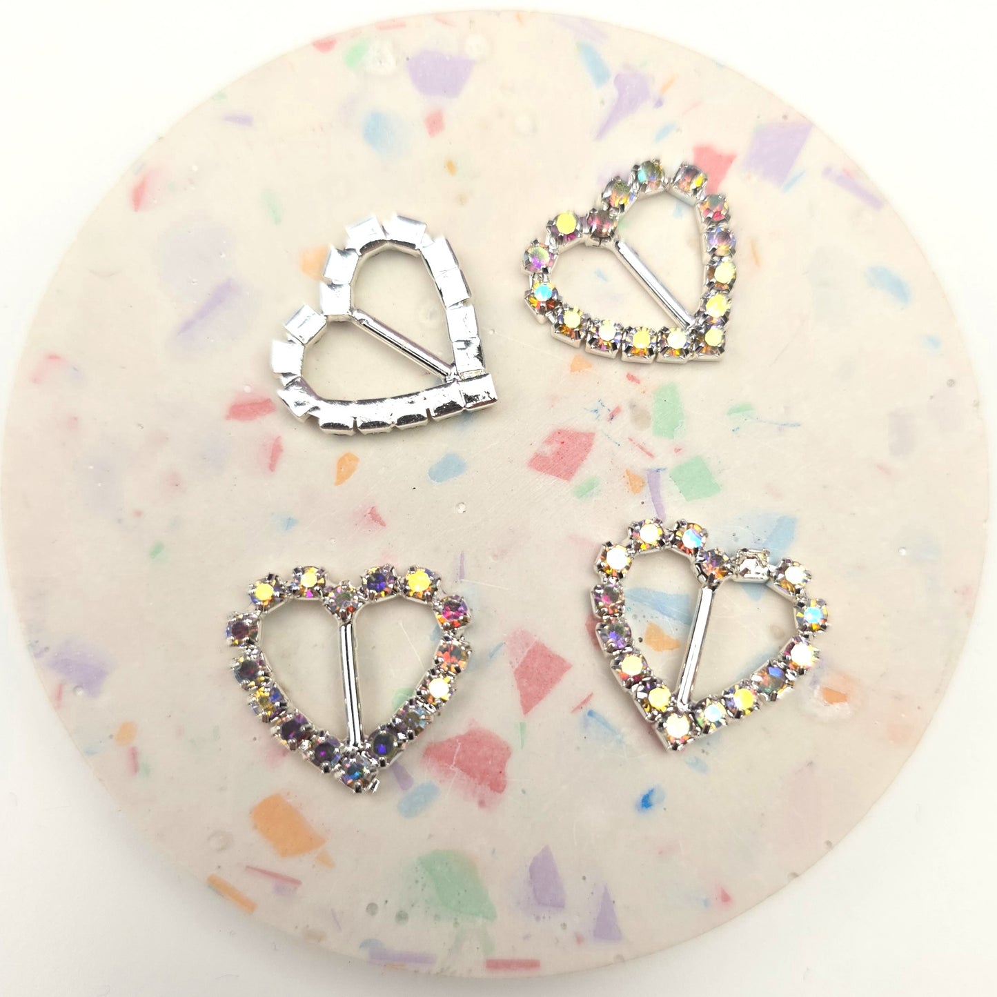 Small Bling Heart Buckle Embellishments