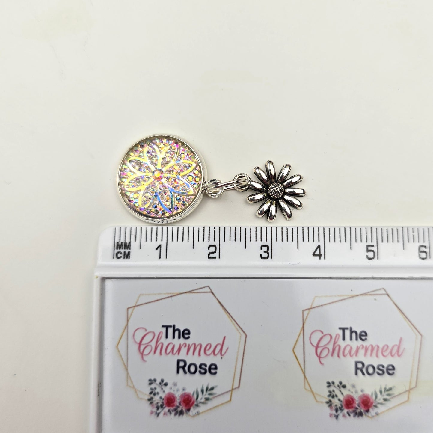 White AB Flower Charm Dangly