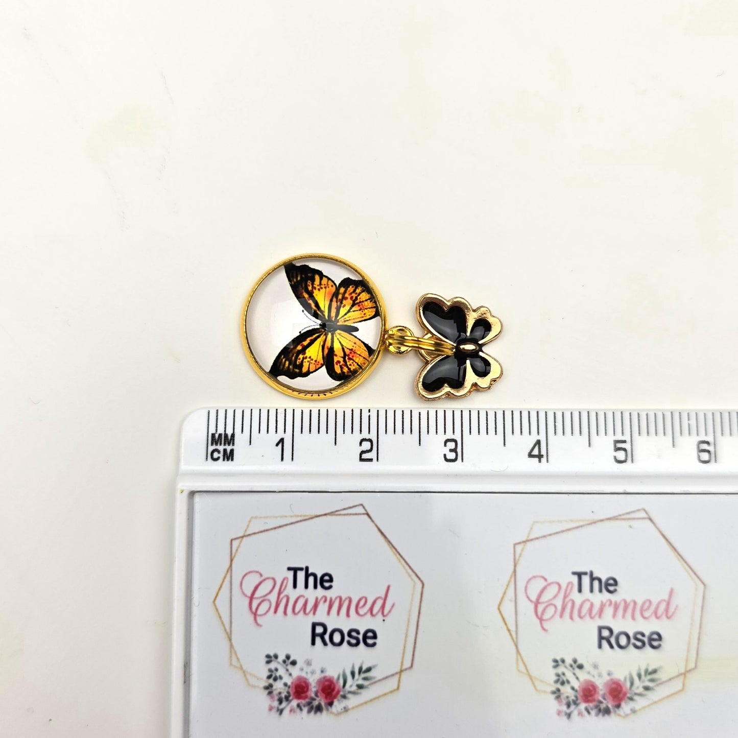 Orange with Black Butterfly Charm Dangly