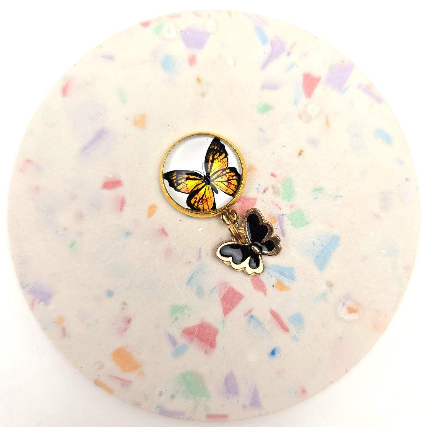Orange with Black Butterfly Charm Dangly