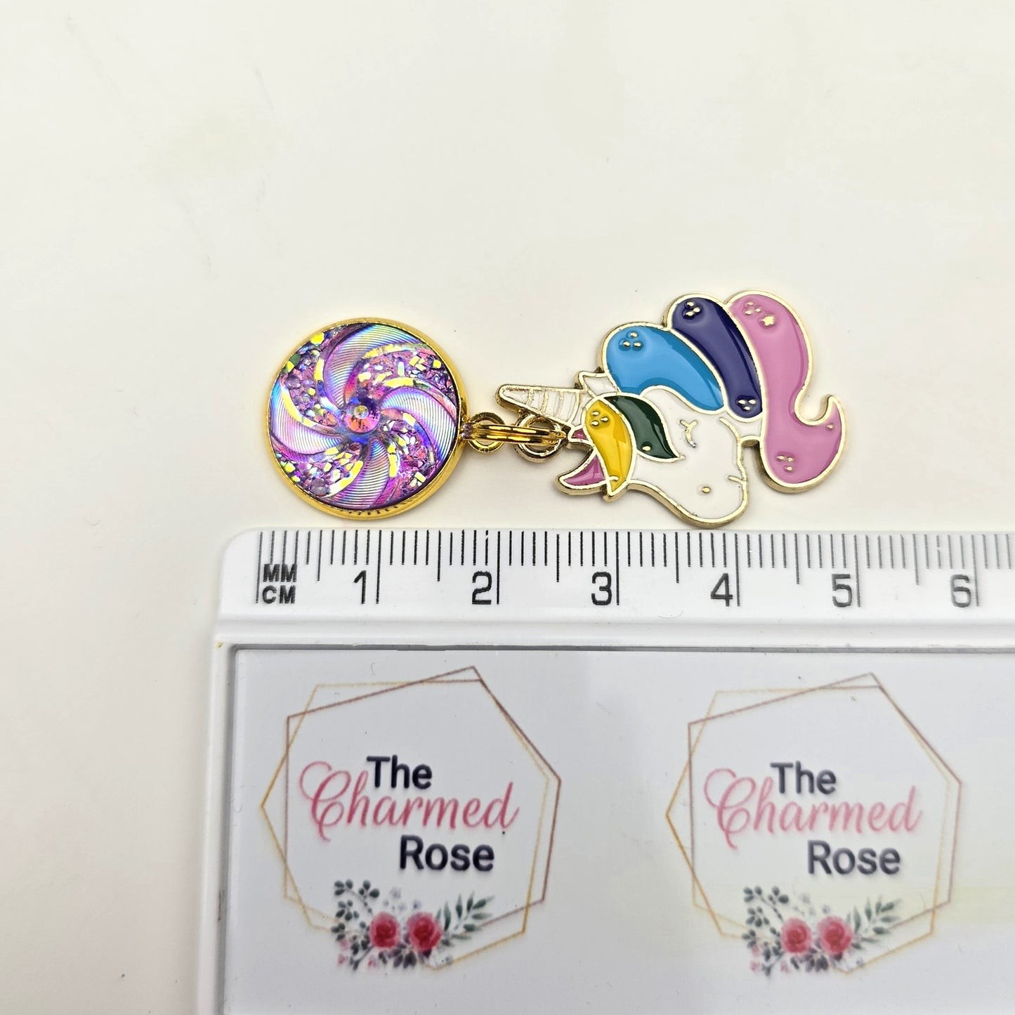 Purple Top Unicorn Head Charm Dangly