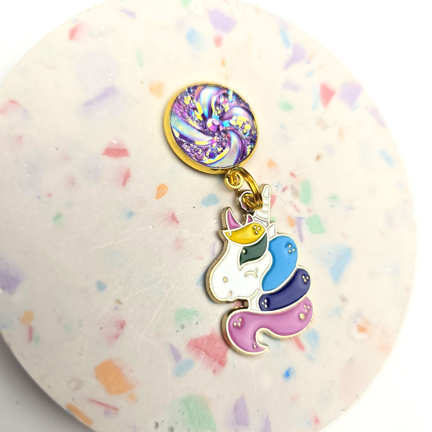 Purple Top Unicorn Head Charm Dangly