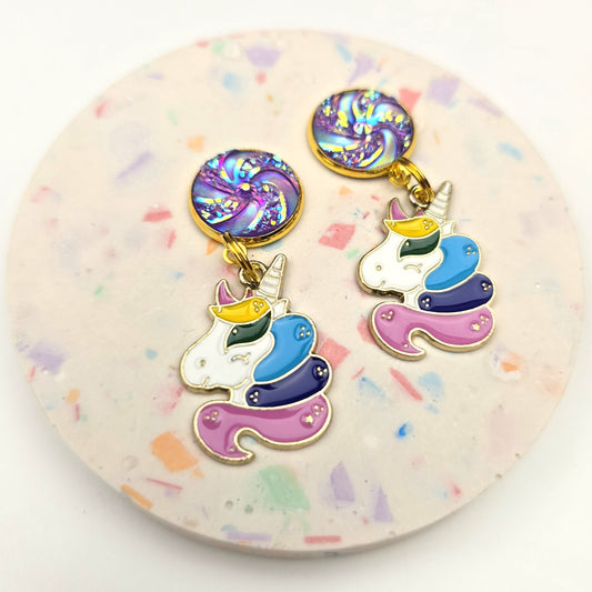 Purple Top Unicorn Head Charm Dangly