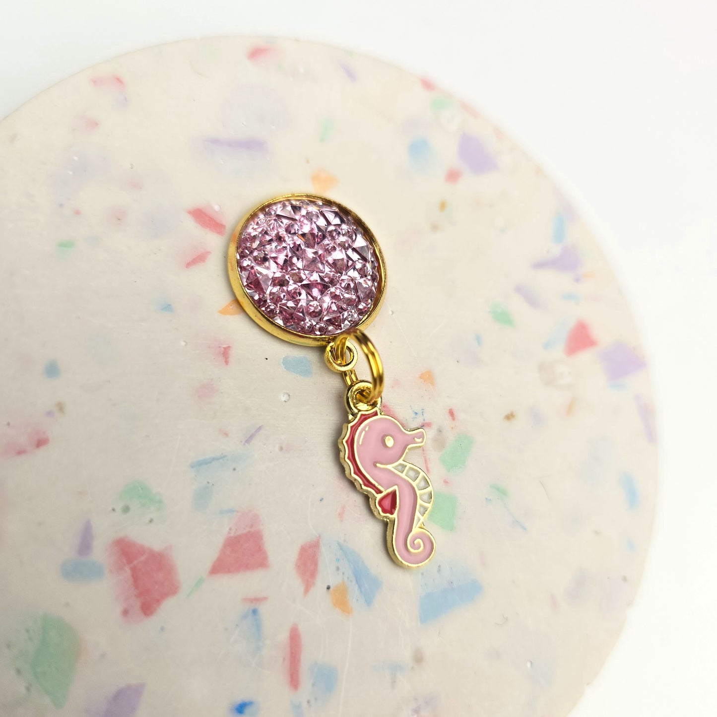 Pink Summer Seahorse Charm Dangly