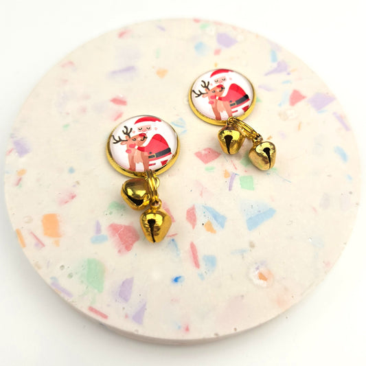 Discontinued Santa and Reindeer with Jingle Bells Charm Dangly