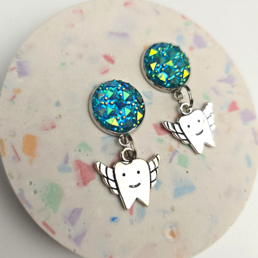 Turquoise  winged Tooth Charm Dangly