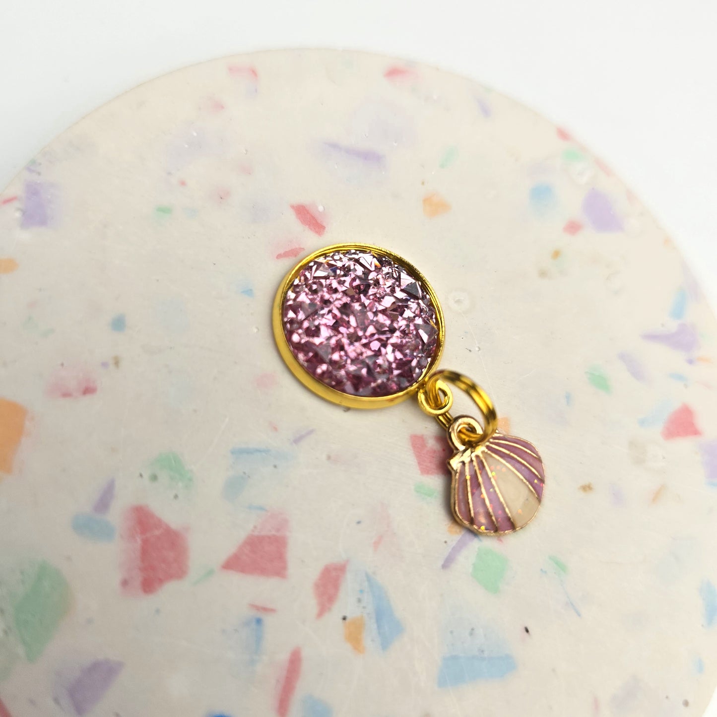 Pink Purple Beach Shell Charm Dangly