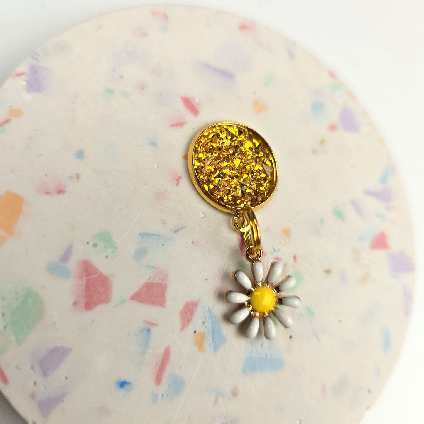 Yellow Daisy Flower Charm Dangly