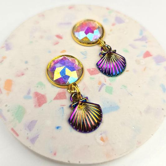 Oil Slick Mermaid Shell Charm Dangly