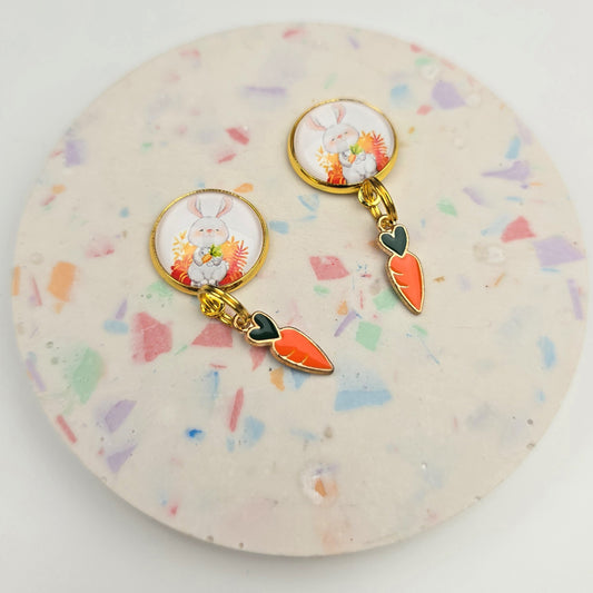 Discontinued Sweet easter rabbit and tiny Carrot Charm Dangly