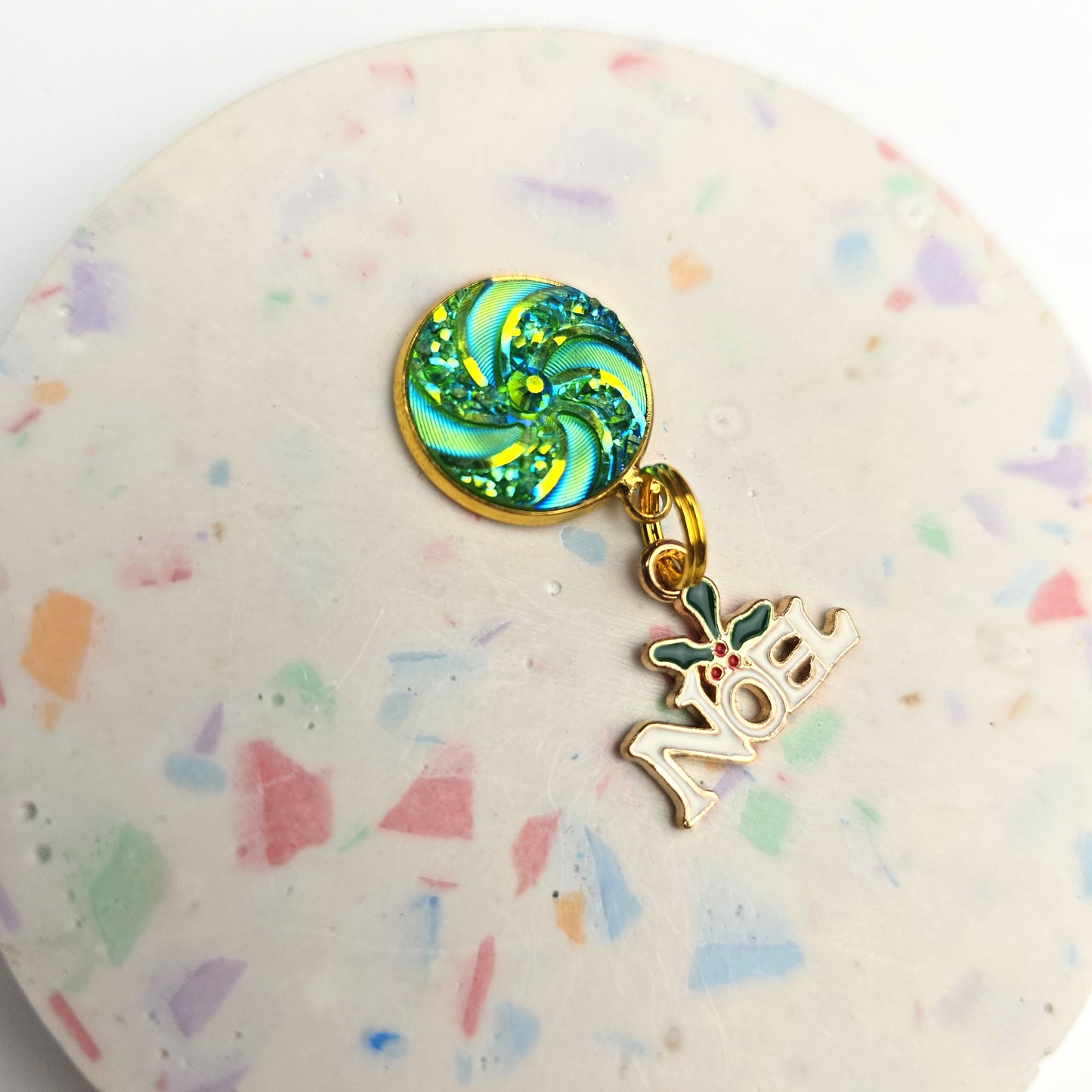 Discontinued Green Christmas Noel Charm Dangly