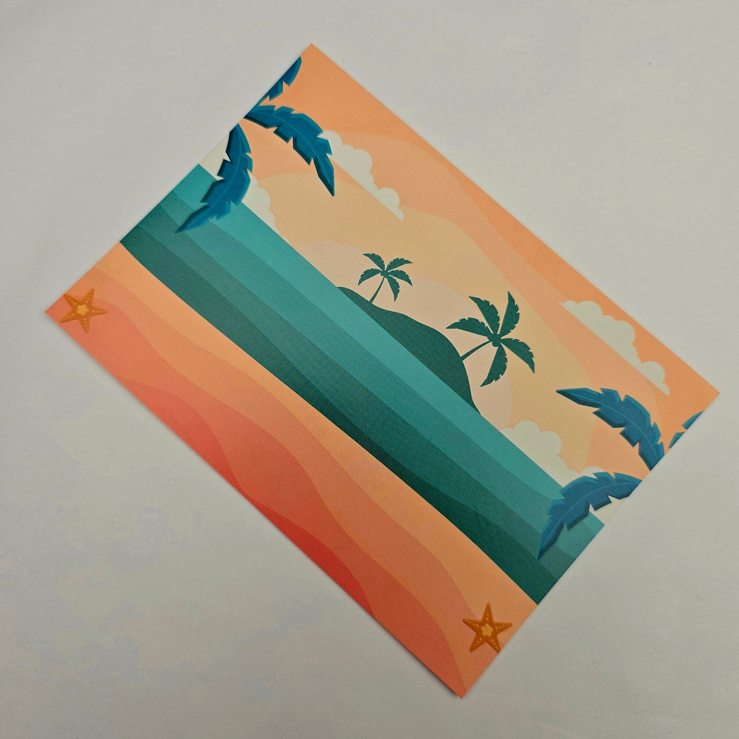 A6 Bow Backing Cards - Summer Beach Scene