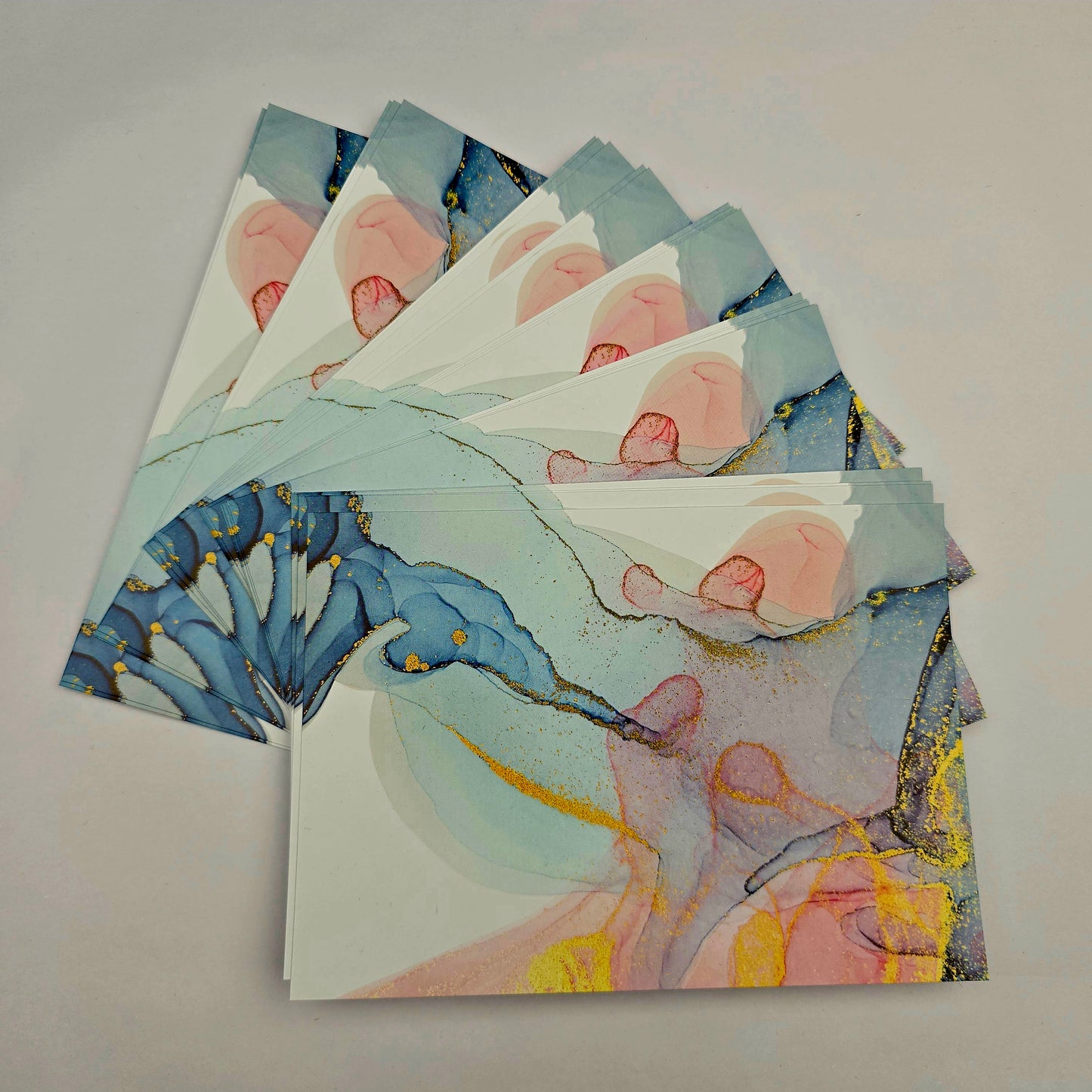 A6 Bow Backing Cards - Marble X50