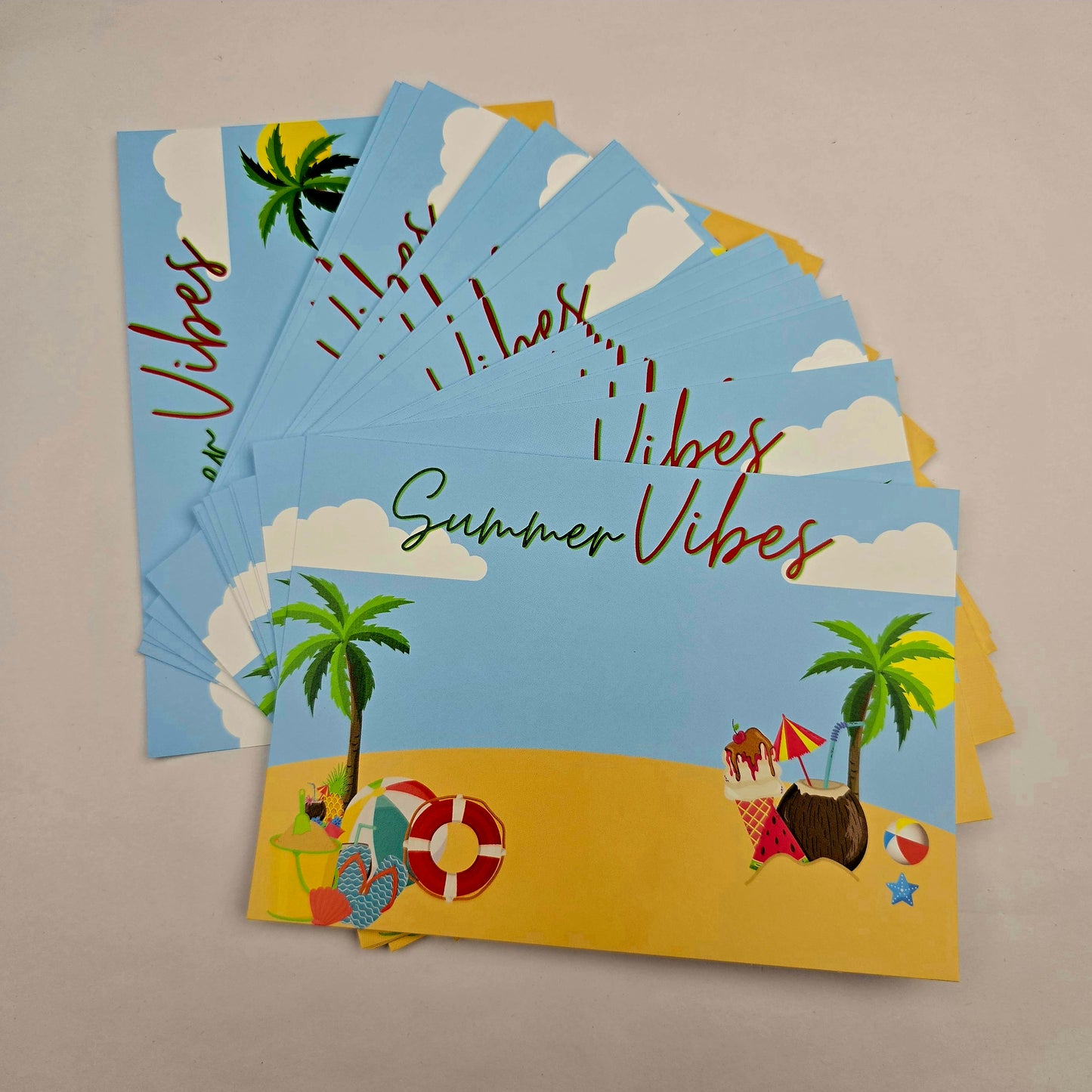 A6 Bow Backing Cards - Summer Vibes Beach