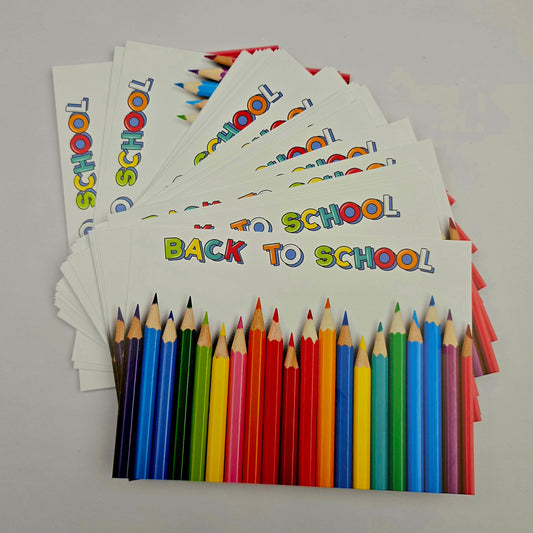 A6 Bow Backing Cards - Back To School Pencils X50