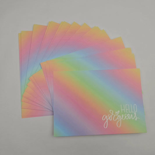 A6 Bow Backing Cards - Hello Gorgeous Rainbow