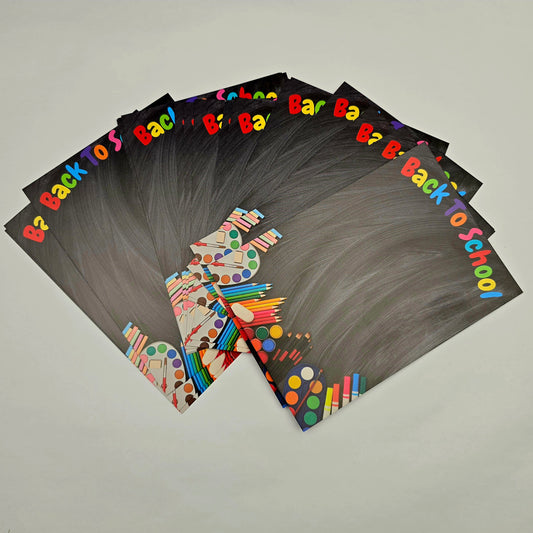 A6 Bow Backing Cards - Back to School Chalkboard X25