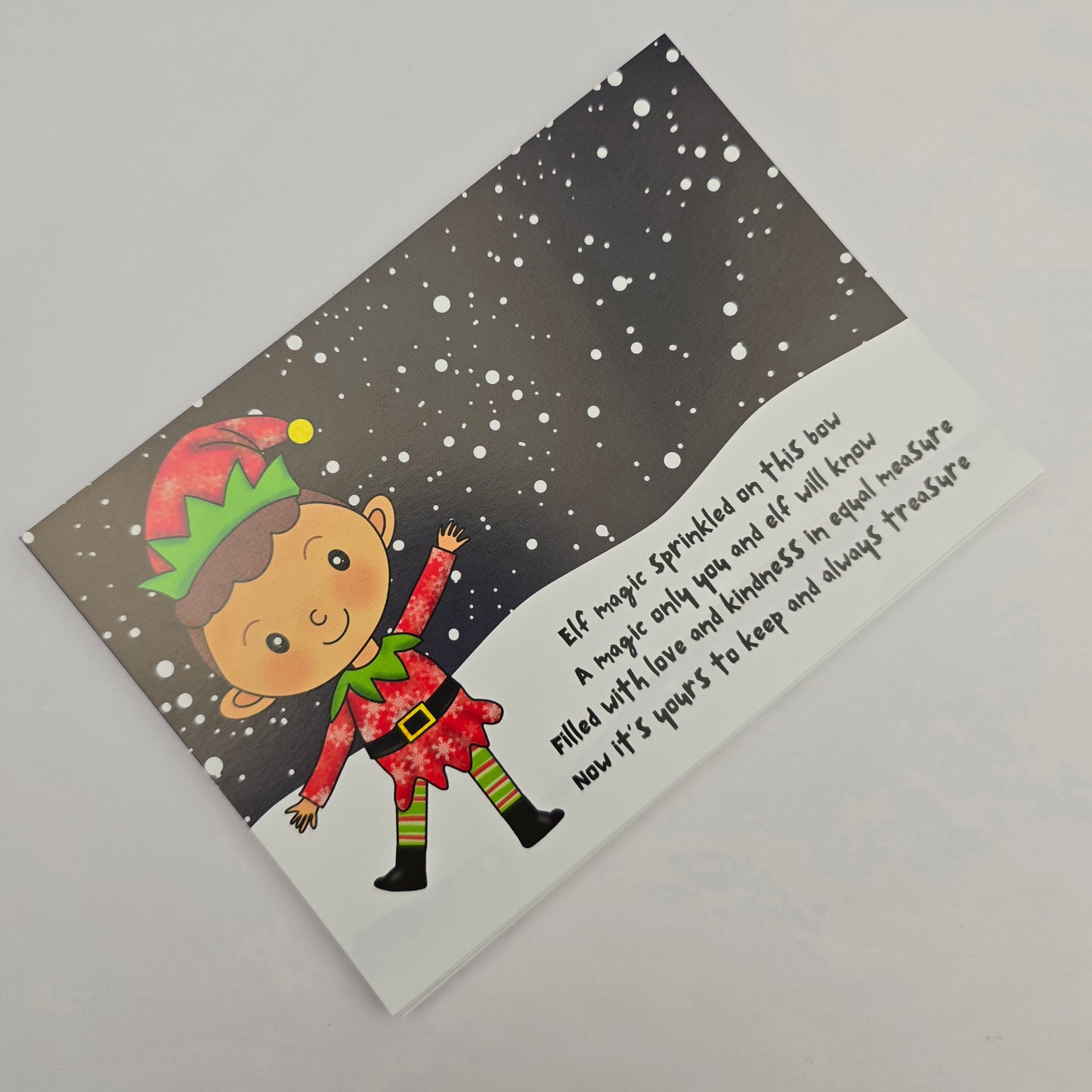 A6 Bow Backing Cards - Magic Elf Poem