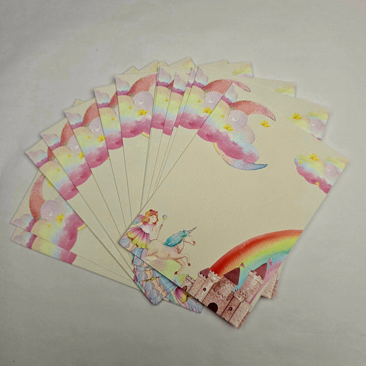 A6 Bow Backing Cards - Fairy-tale Castle rainbow