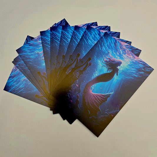 A6 Bow Backing Cards - Magical Mermaid