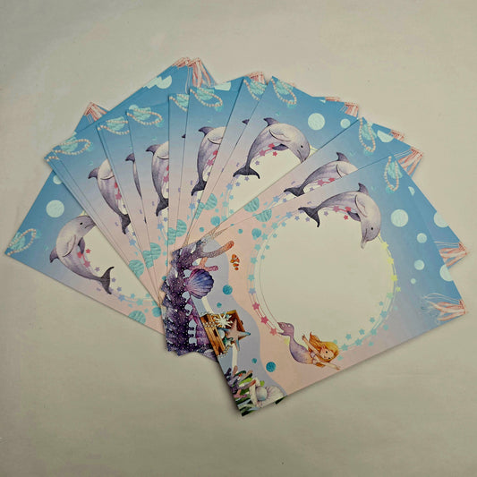 A6 Bow Backing Cards - Under the Sea Mermaid