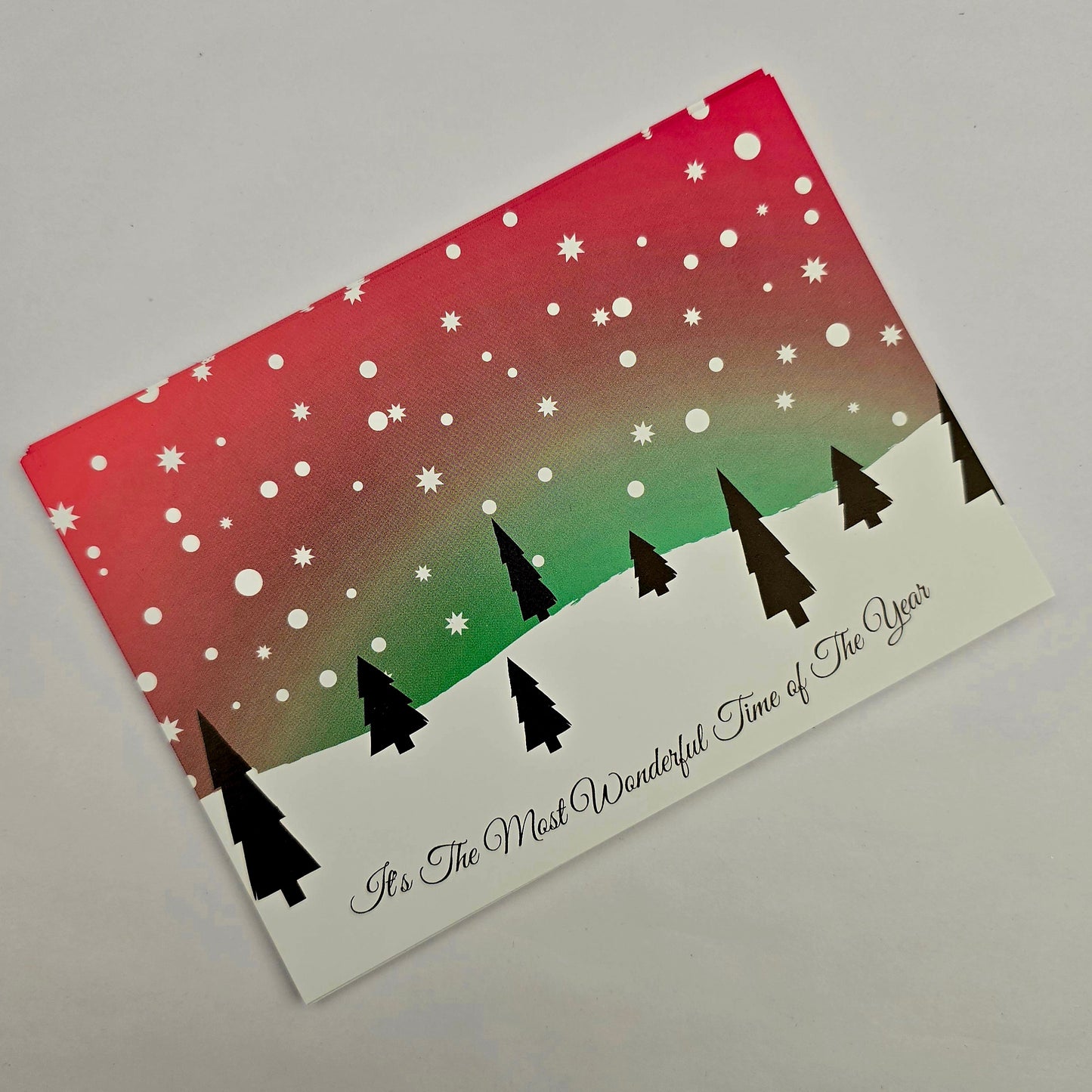 A6 Bow Backing Cards - Christmas Scene Snowy red/green