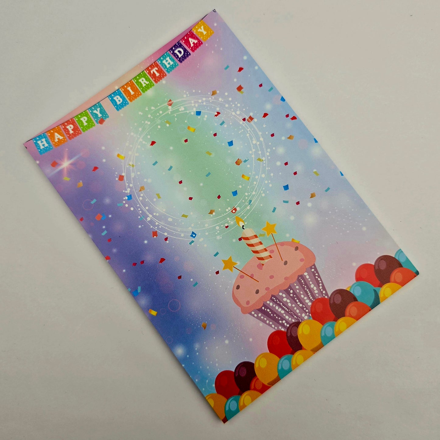 A6 Bow Backing Cards - Happy Birthday Cupcake