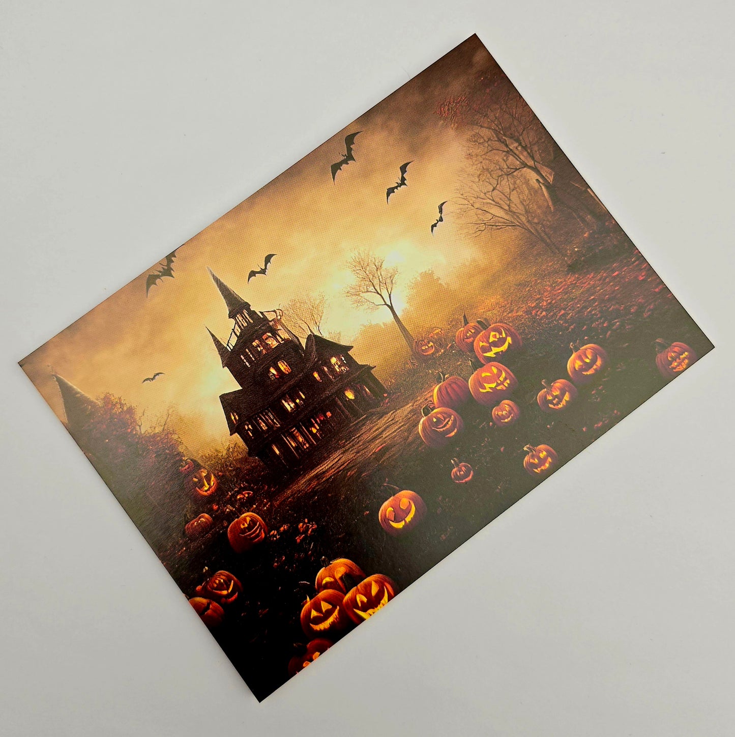 A6 Bow Backing Cards - Halloween Haunted House