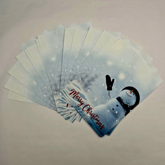 A6 Bow Backing Cards - Merry Christmas Snowman