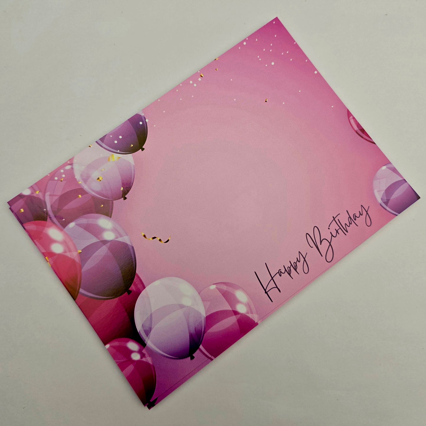 A6 Bow Backing Cards - Purple Happy Birthday Balloons