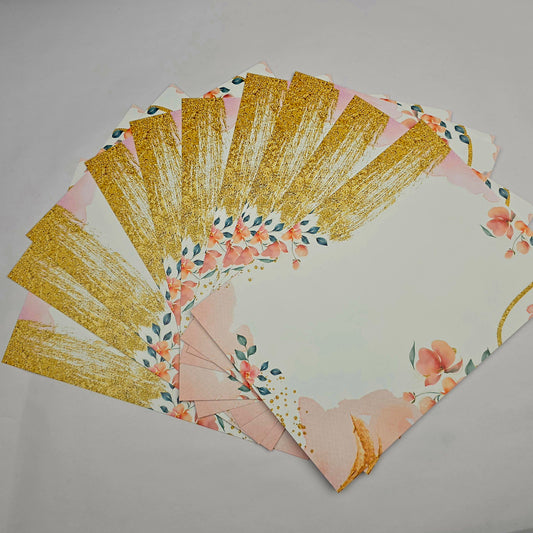 A5 Bow Backing Cards - Golden Floral