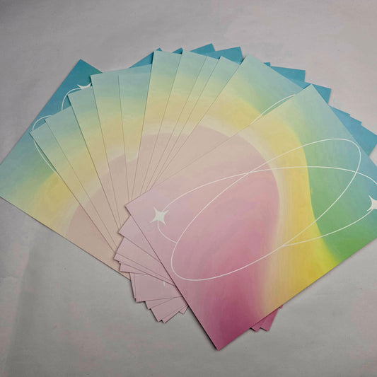 A5 Bow Backing Cards - Ombre Rainbow