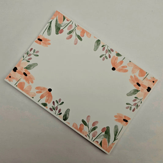 A6 Bow Backing Cards - Peach Flowers
