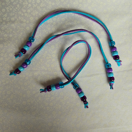 Blue and Purple Bow Beads