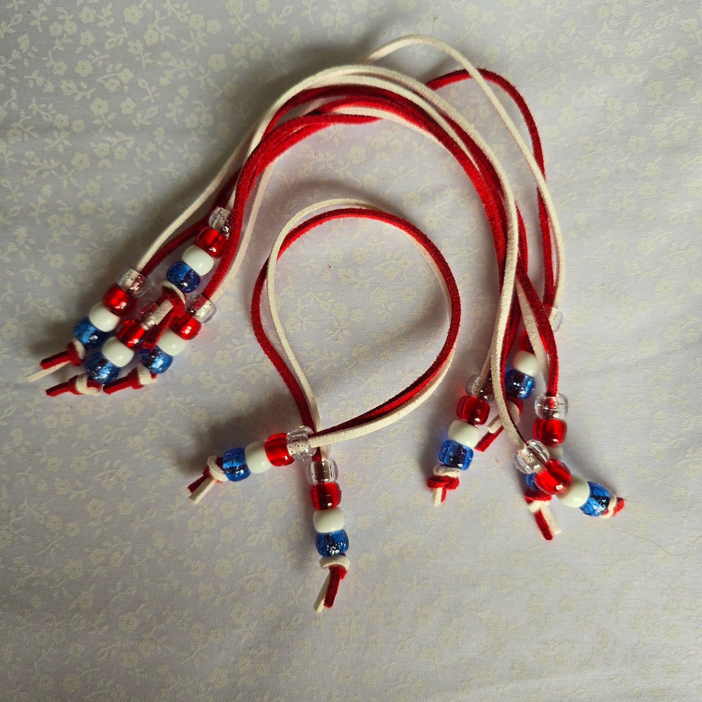 Red, White & Blue Long Bow Beads
