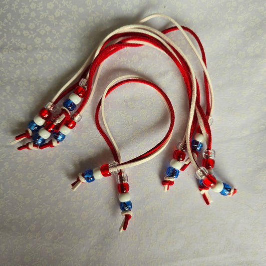 Red, White & Blue Long Bow Beads