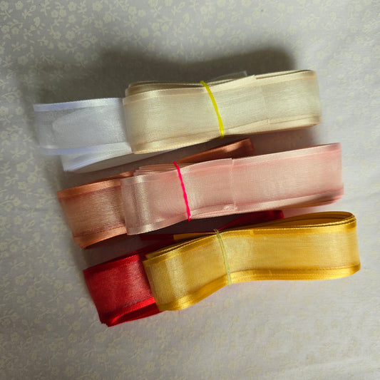 Bundle Of half silk edge organza Ribbon 25mm