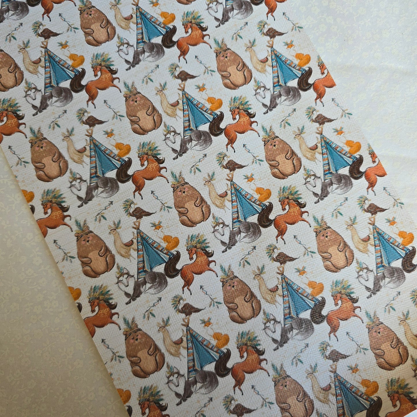 Discontinued Hair Bow Making Fabric. Faux Leather. Bears and Tents