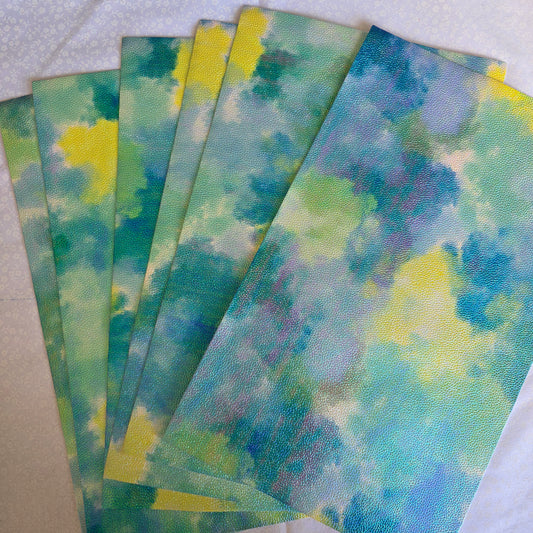 Bow Fabric - Crocodile Colourful Clouds green