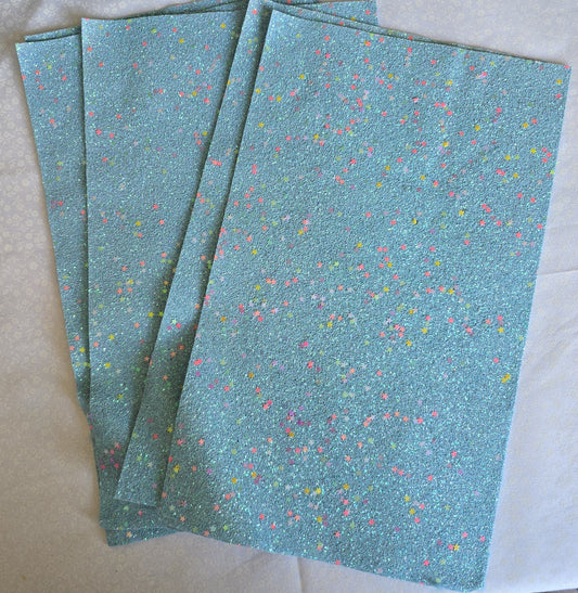 Hair Bow Making Fabric. Fine Glitter. Blue Stars.
