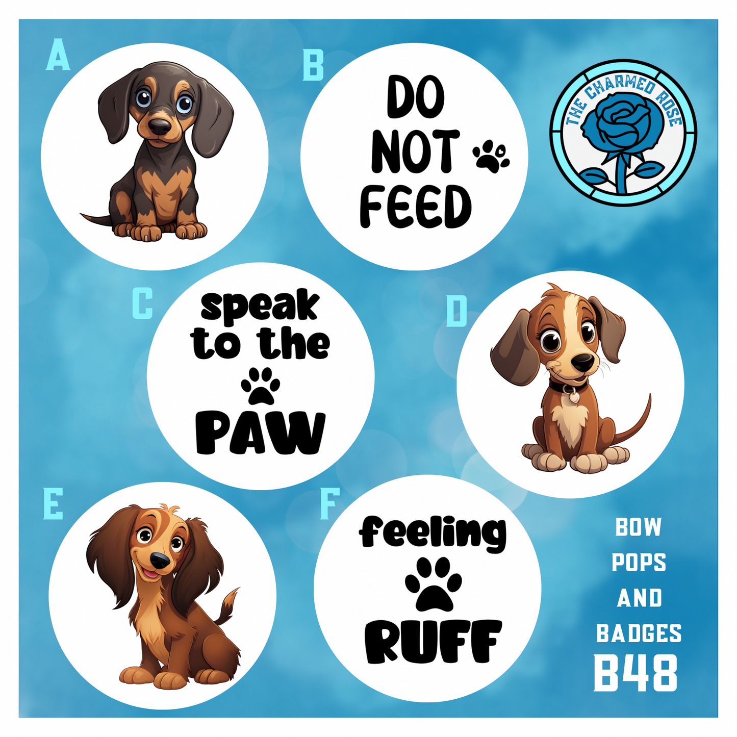 Dog themed - Bow Pops & Badges (B48)