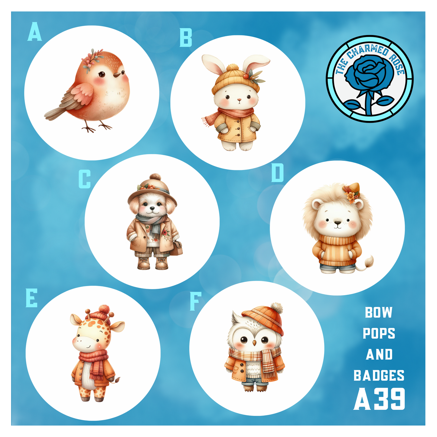 Autumn Animals - Bow Pops & Badges (A39)