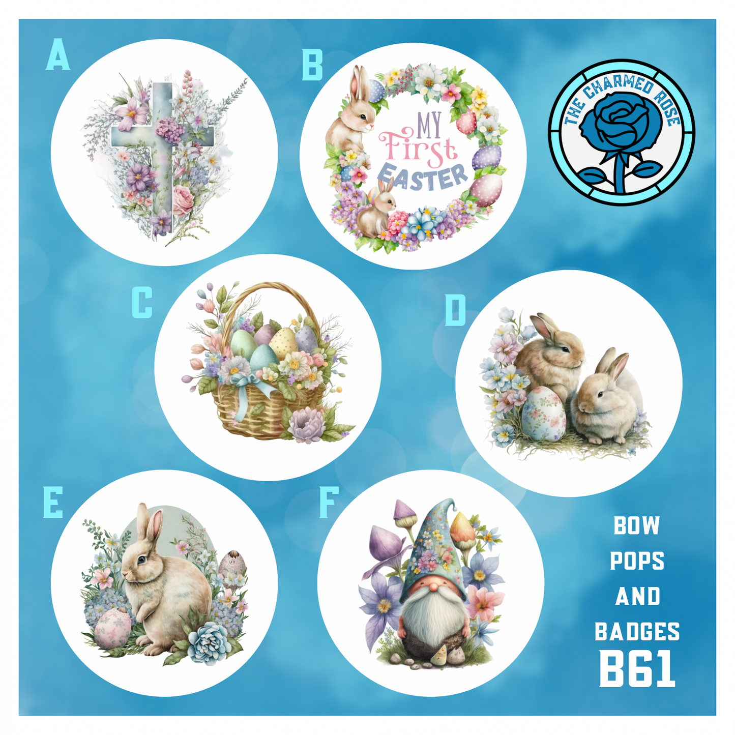 Easter themed - Bow Pops & Badges (B61)