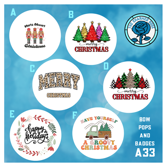 Cute Christmas  - Bow Pops & Badges (A33)