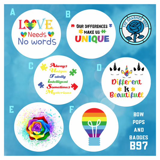 Autism awareness - Bow Pops & Badges (B97)