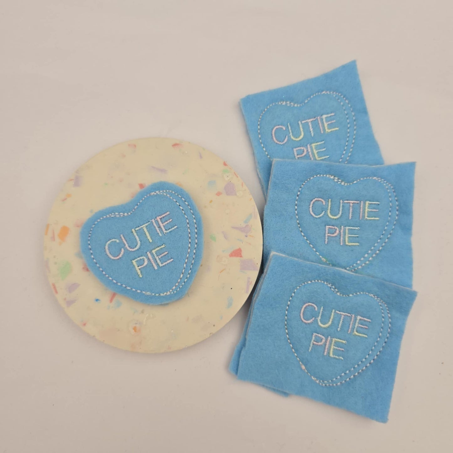 Blue Cutie pie love heart feltie