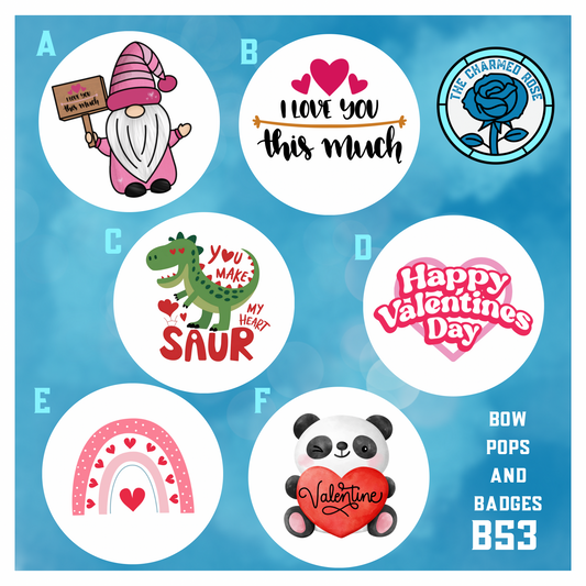 Bow pops or badges - Love Day (B53)