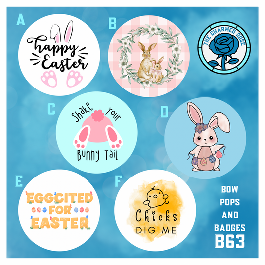 Easter themed - Bow Pops & Badges (B63)