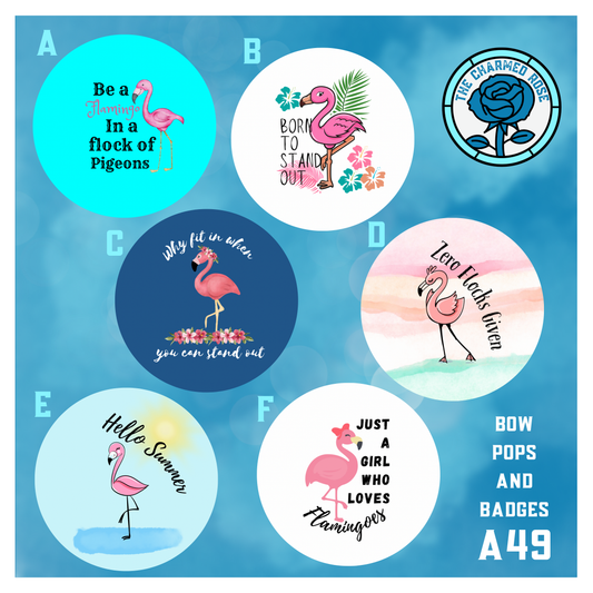 Flamingo - Bow Pops & Badges (A49)